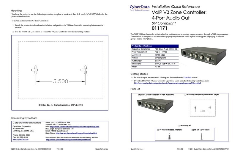 CyberData 11171 Installation quick reference