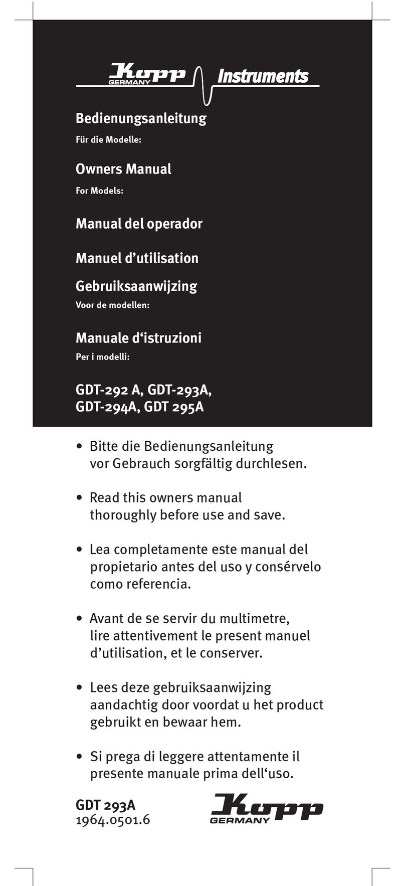 Kopp GDT-292 A owner's manual