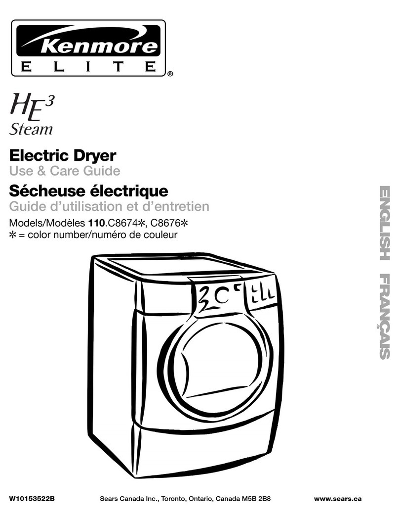 Kenmore HE3 Steam 110.C8674 series User manual