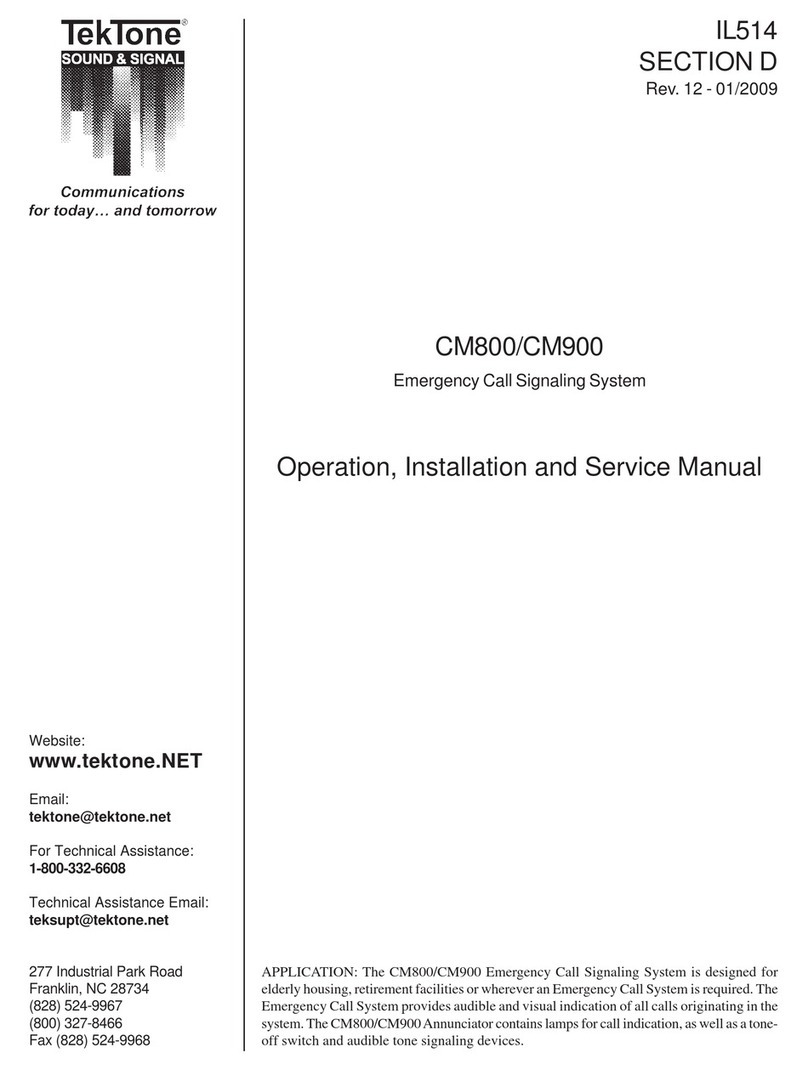 TekTone CM800 Operation, installation and service manual TekTone CM800 Operation, installation and service manual