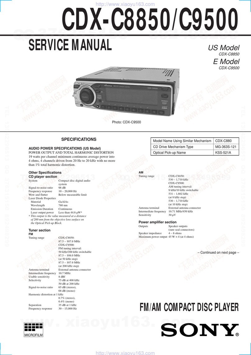 Sony CDX-C8850 - Fm/am Compact Disc Player Service manual