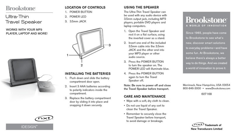 Brookstone IDesign Ultra-Thin Travel Speaker User manual