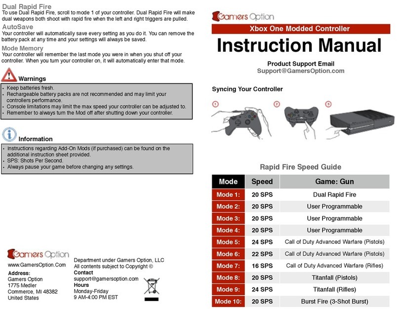 Game Option Xbox instruction manual