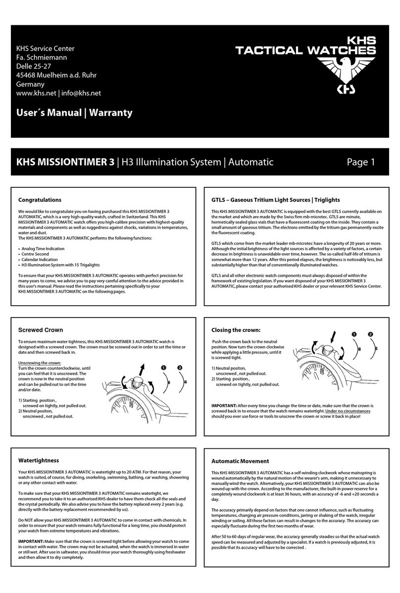 KHS MISSIONTIMER 3 AUTOMATIC user manual