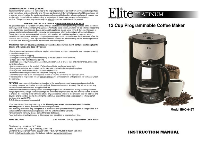 Elite Platinum EHC-646T User manual