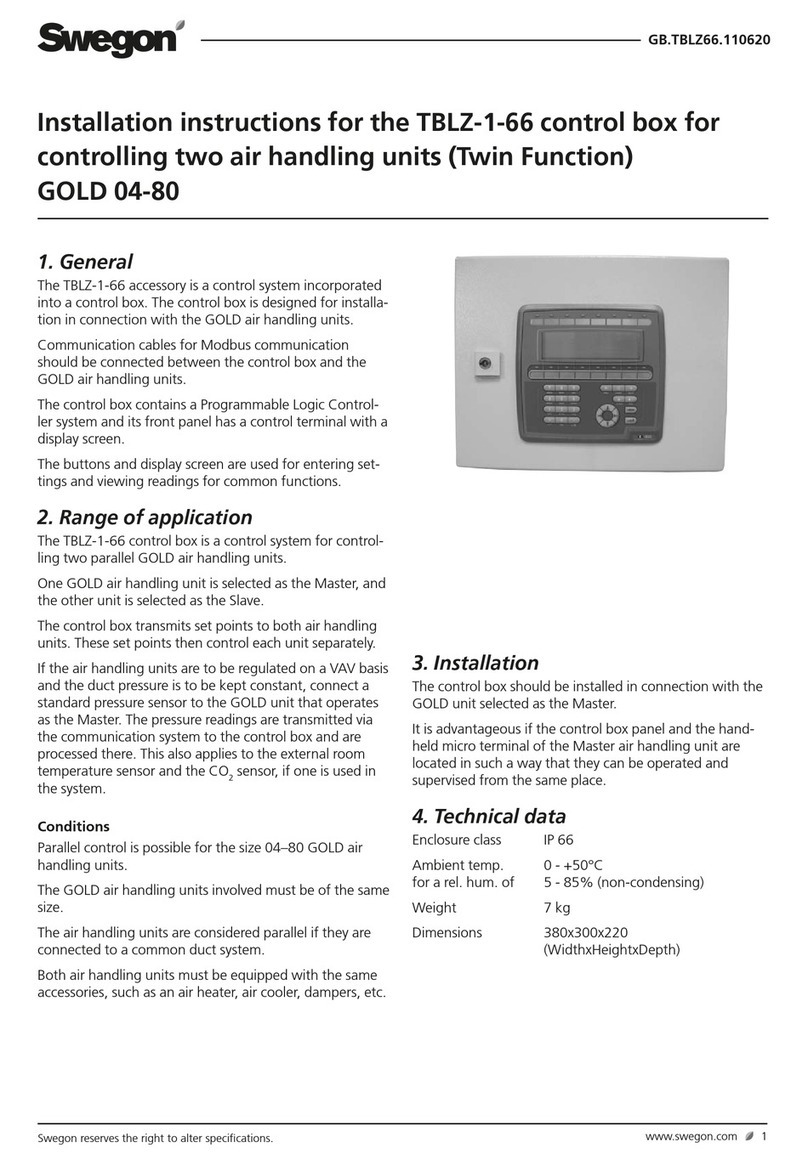 Swegon TBLZ-1-66 installation instructions Swegon TBLZ-1-66 installation instructions