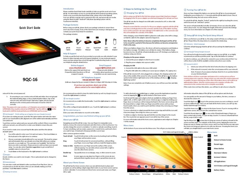 Tab 9QC-16 quick start guide