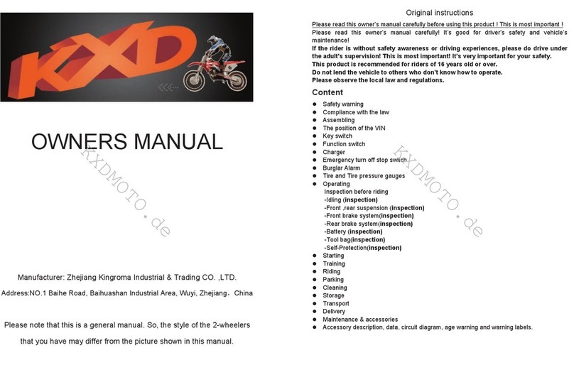 Zhejiang Kingroma KXD series owner's manual