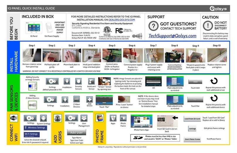 QOLSYS IQ PANEL Quick install guide