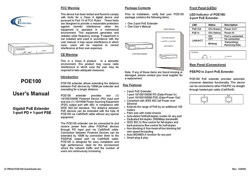 i3 International POE100 user manual