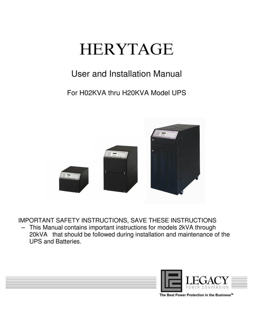 Legacy Power Conversion HERYTAGE 2kVA 1.6kW User and installation manual Legacy Power Conversion HERYTAGE 2kVA 1.6kW User and installation manual