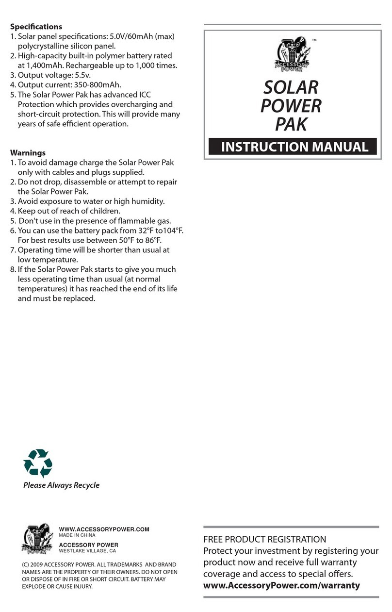 Accessory Power Solar Power Pak instruction manual Accessory Power Solar Power Pak instruction manual