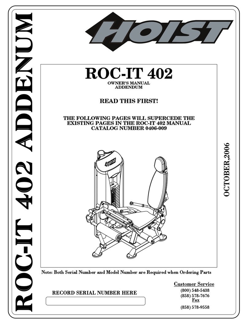 Hoist Fitness ROC-IT 402 Owner's manual addendum