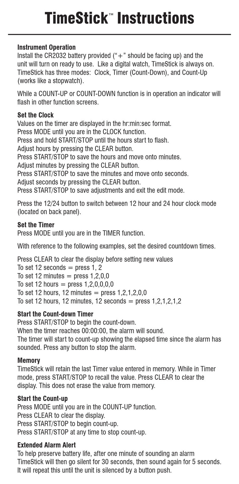 ThermoWorks TimeStick instructions