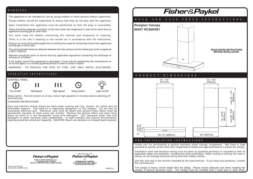 Fisher & Paykel HC36DXB1 User manual