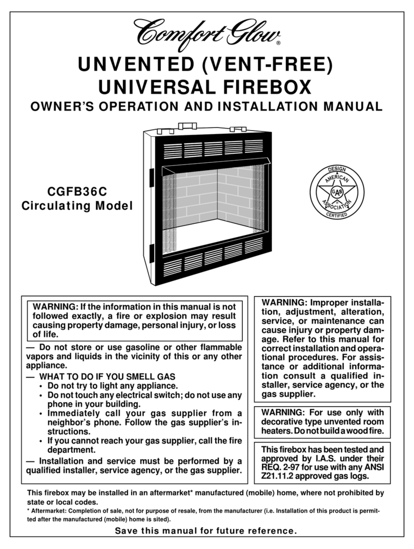Comfort Glow CGFB36C OWNER'S OPERATION AND INSTALLATION MANUAL Comfort Glow CGFB36C OWNER'S OPERATION AND INSTALLATION MANUAL