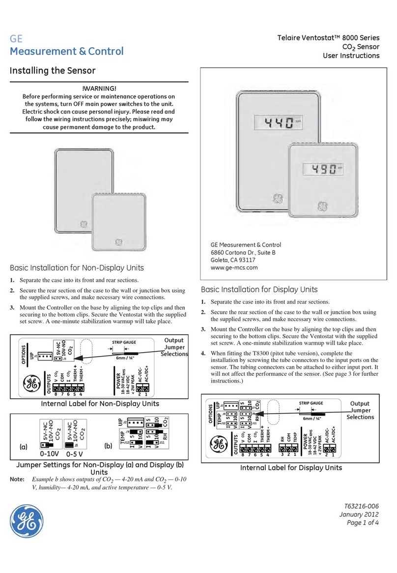 GE Telaire Ventostat 8000 Series User manual
