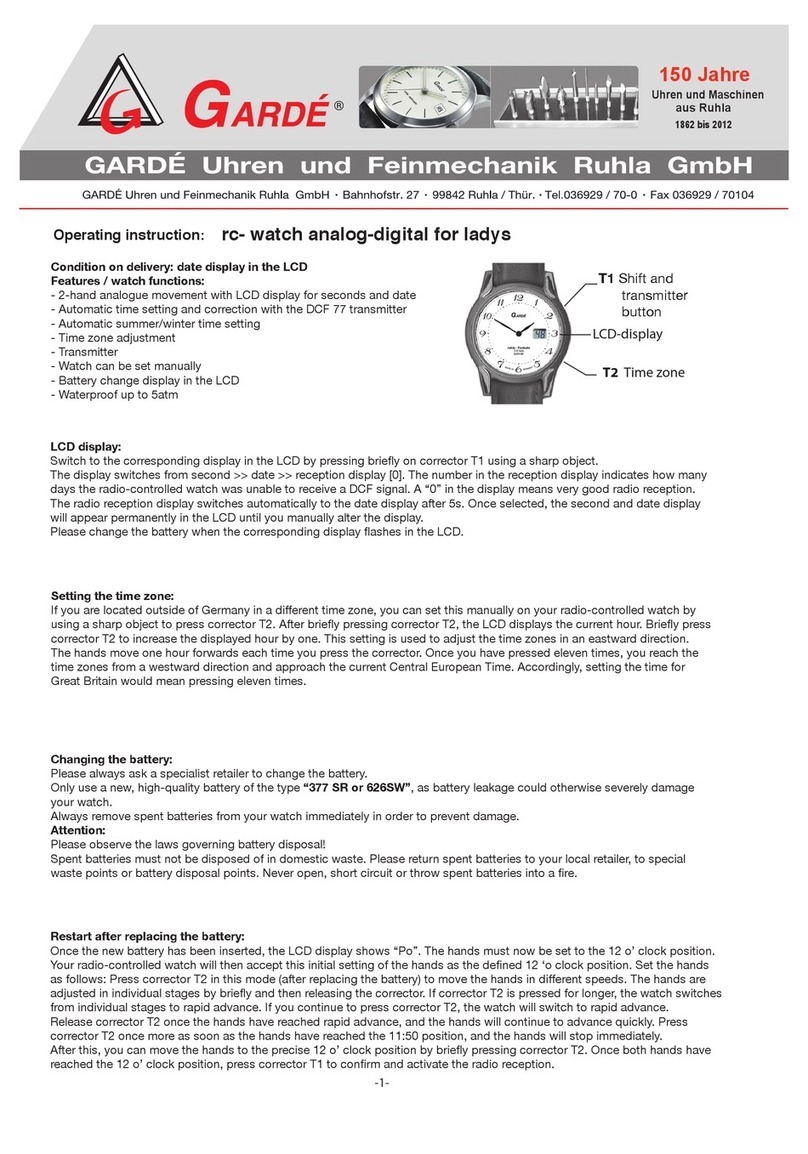 Garde 150 Jahre operating instructions