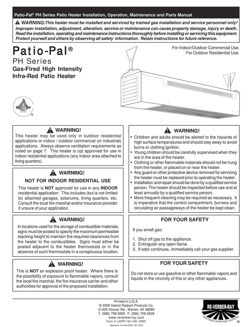 Patio-Pal PH Series Installation, operation, maintenance and parts manual