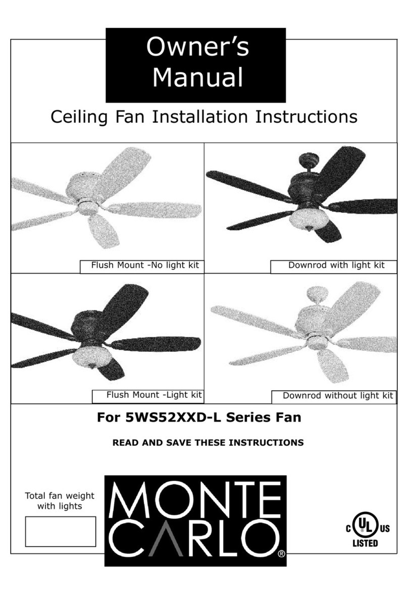 Monte Carlo Fan Company 5WS52XXD-L Series owner's manual