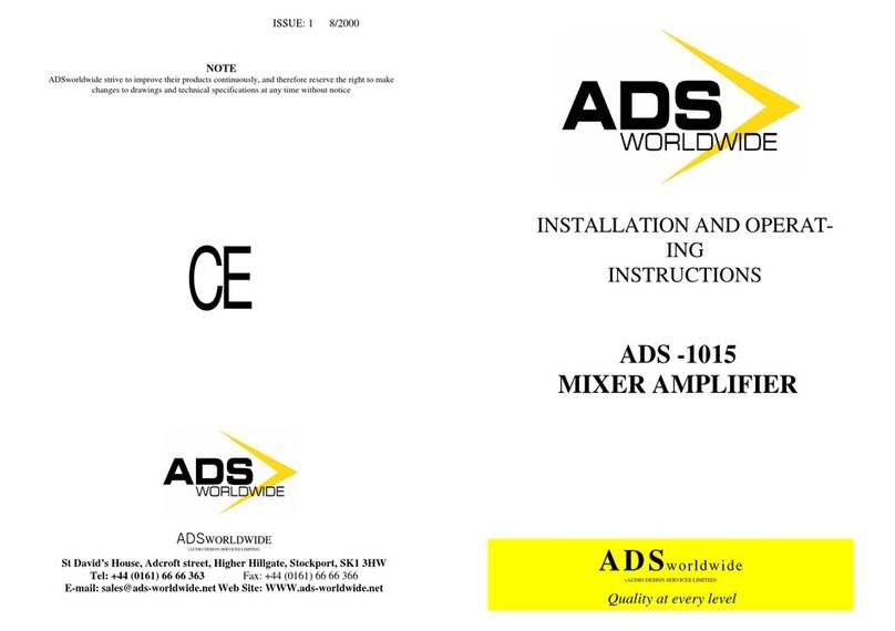 ADSworldwid ADS -1015 Installation and operating instructions