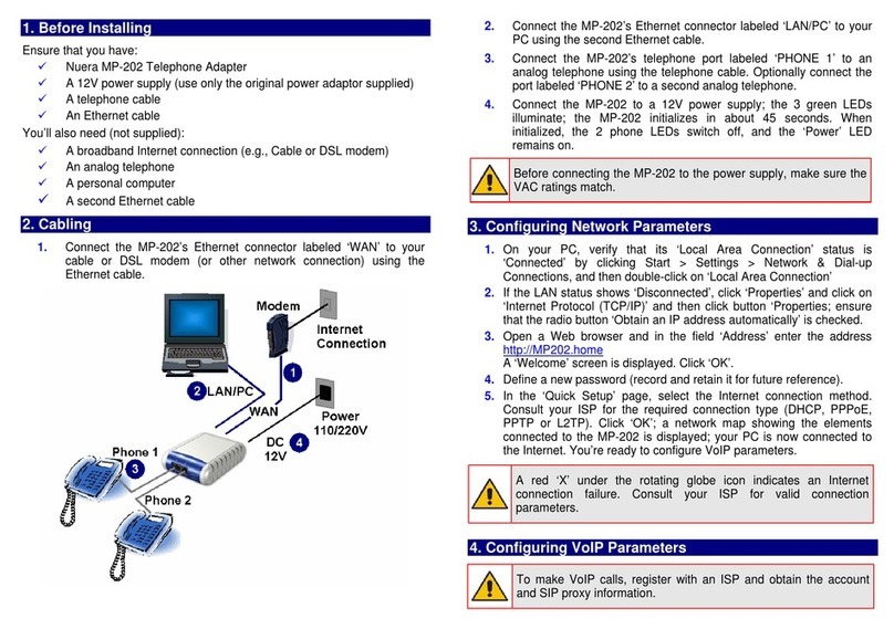 NuEra MP-202 Quick installation guide
