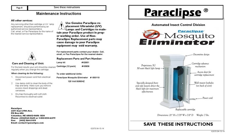 Paraclipse Mosquito Eliminator Maintenance instructions