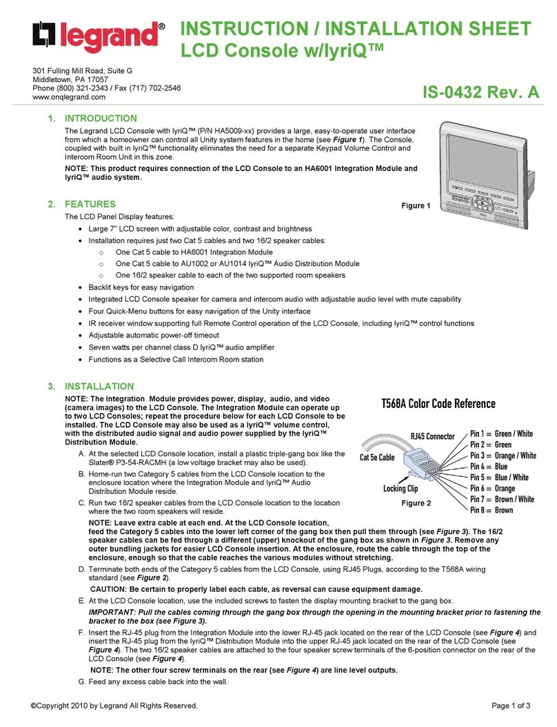 LEGRAND lyriQ HA5009 Series Instruction/installation sheet