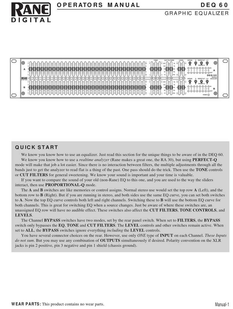 Rane DEQ 60 Operator's manual