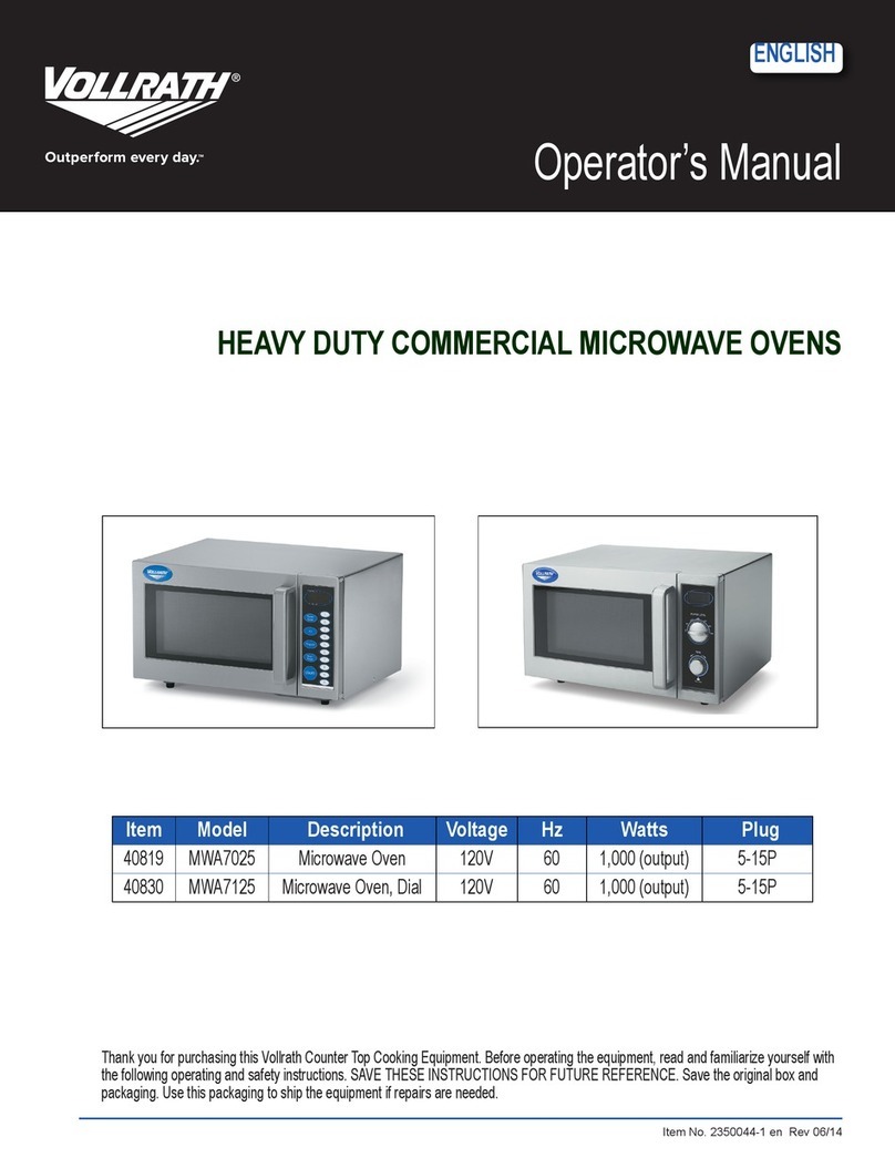 Vollrath MWA7125 Operator's manual