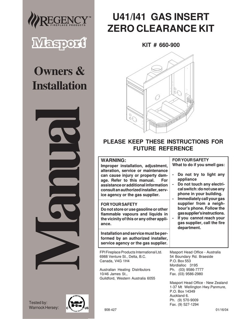 Regency Fireplace Products U41 User manual Regency Fireplace Products U41 User manual