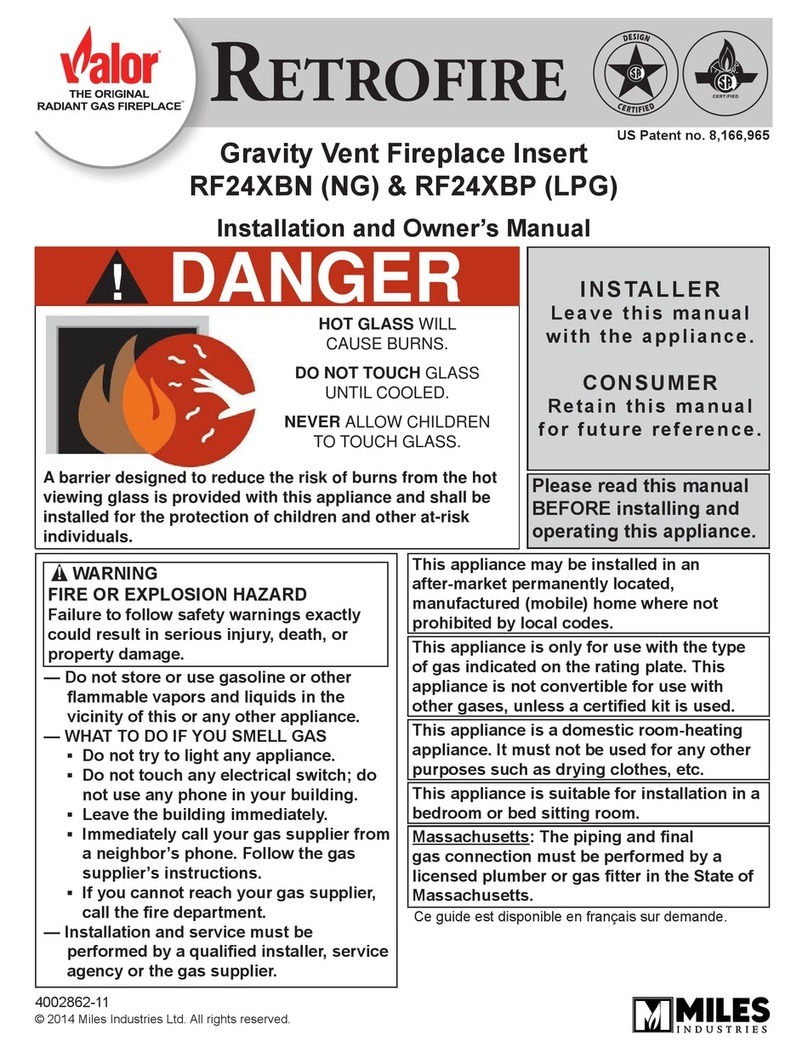 Miles Industries RETROFIRE RF24XBN Installation instructions Miles Industries RETROFIRE RF24XBN Installation instructions