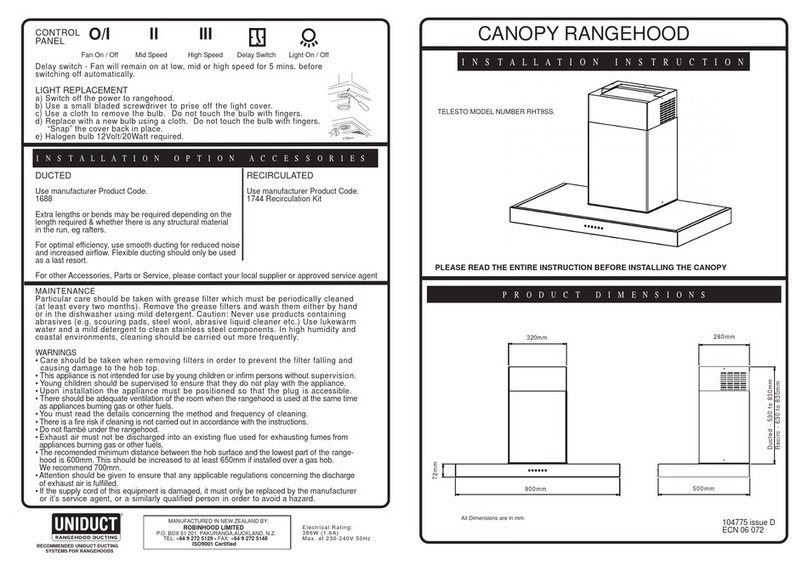 CANOPY RHT9SS installation instructions