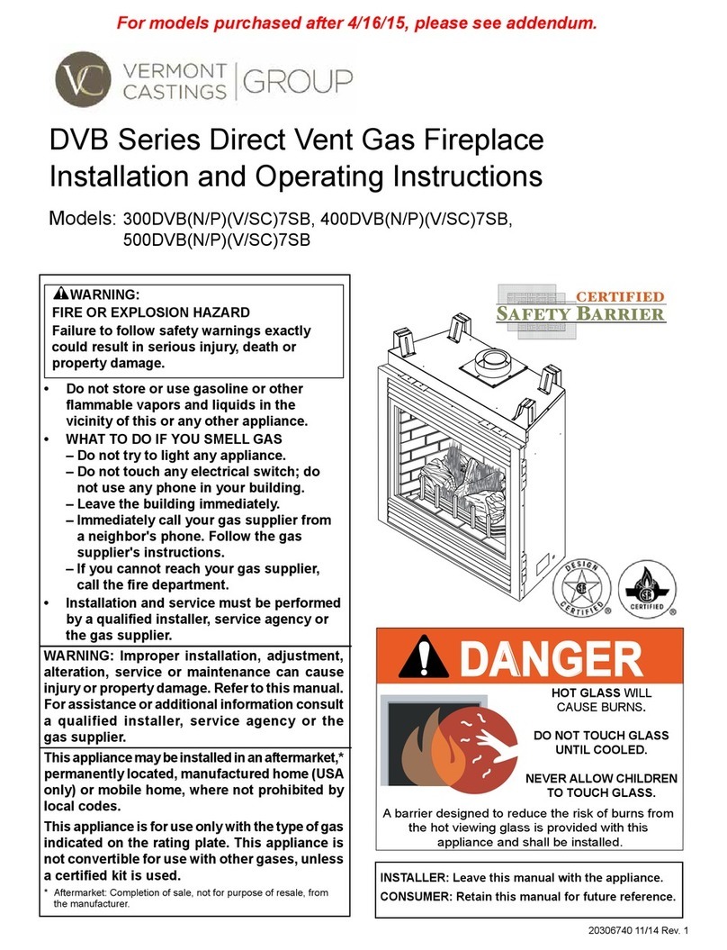 Vermont Castings 300DVB(N/P)(V/SC)7SB Installation and operating instructions