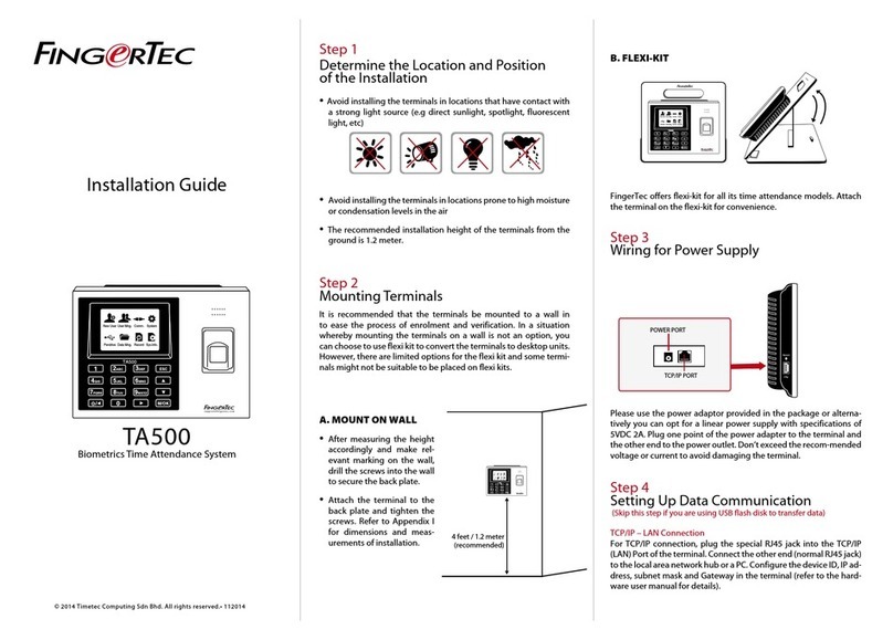 FingerTec TA500 installation guide