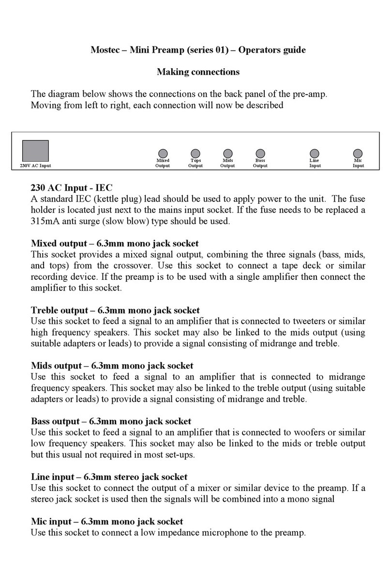 Mostec Mini Preamp 01 Series Operator's guide