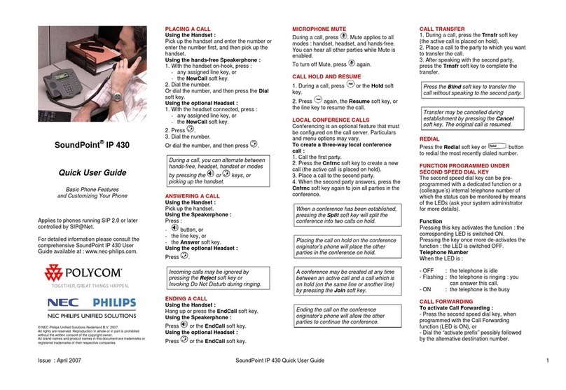 Polycom Polycom SoundPoint IP 430 Instruction manual