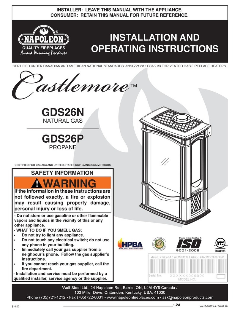 Napoleon Castlemore GDS26N Installation and operating instructions Napoleon Castlemore GDS26N Installation and operating instructions