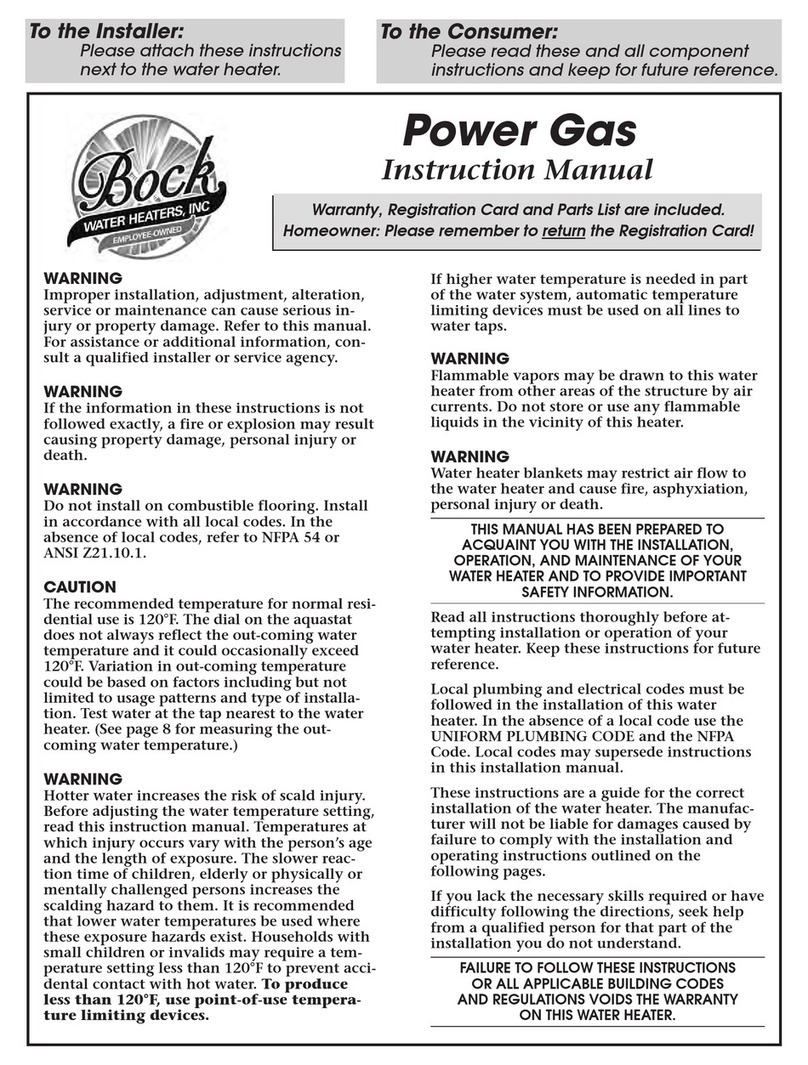 Bock Water heaters PowerGas 32PG instruction manual