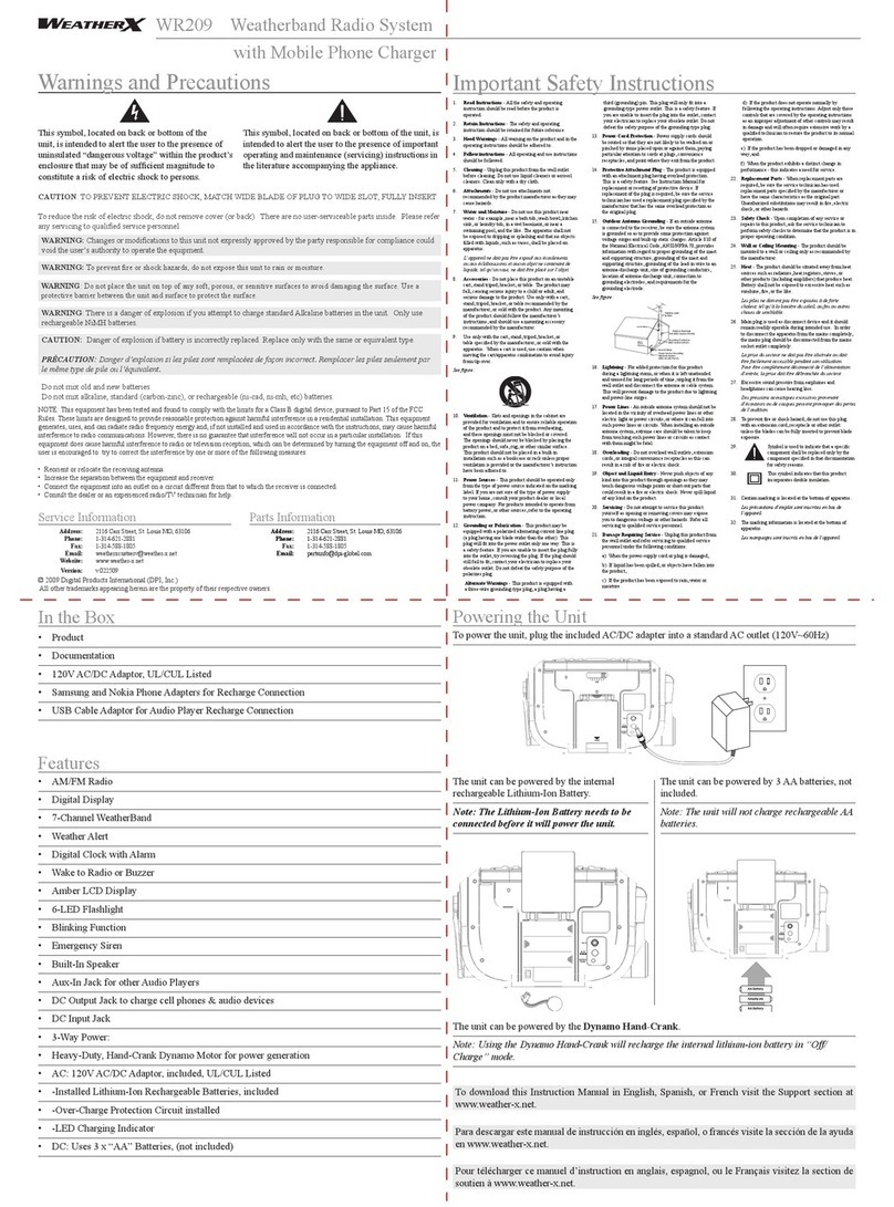 Weather X WR209 User manual