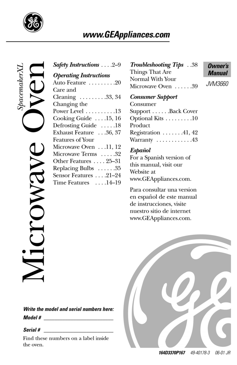 GE SpacemakerXL JVM3660 User manual