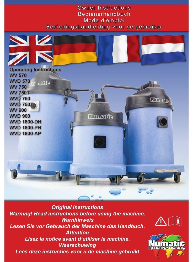 Numatic WV 570WVD 570WV 750 operating instructions