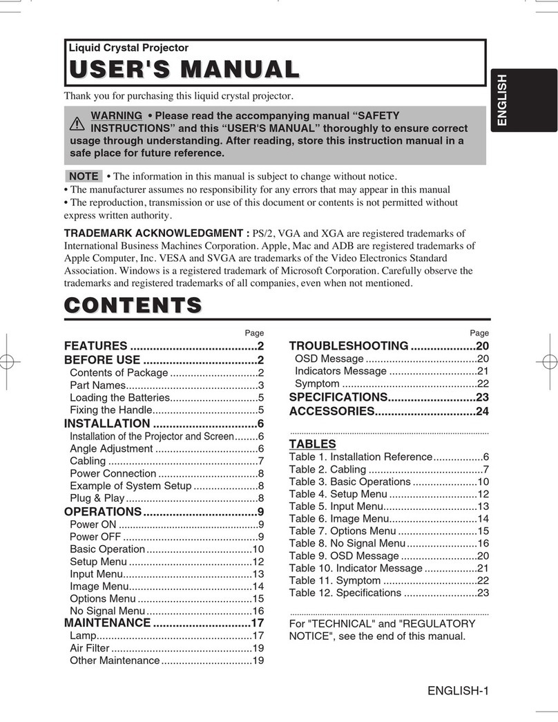 3M Multimedia Projector MP8749 User manual