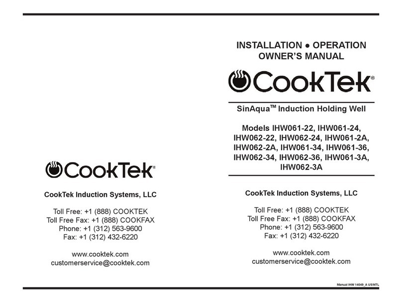 CookTek SinAqua IHW061-22 Installation, operation and owner's manual