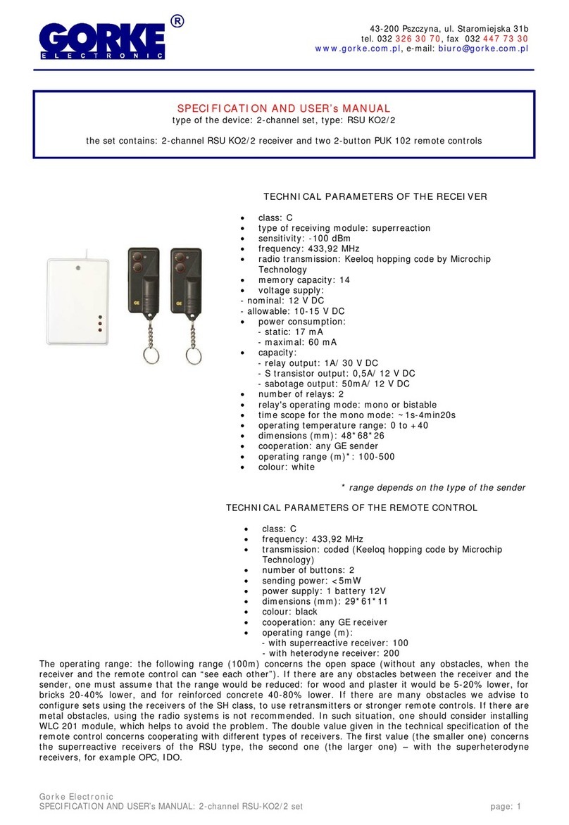 Gorke Electronic RSU KO2/2 Specification and user manual