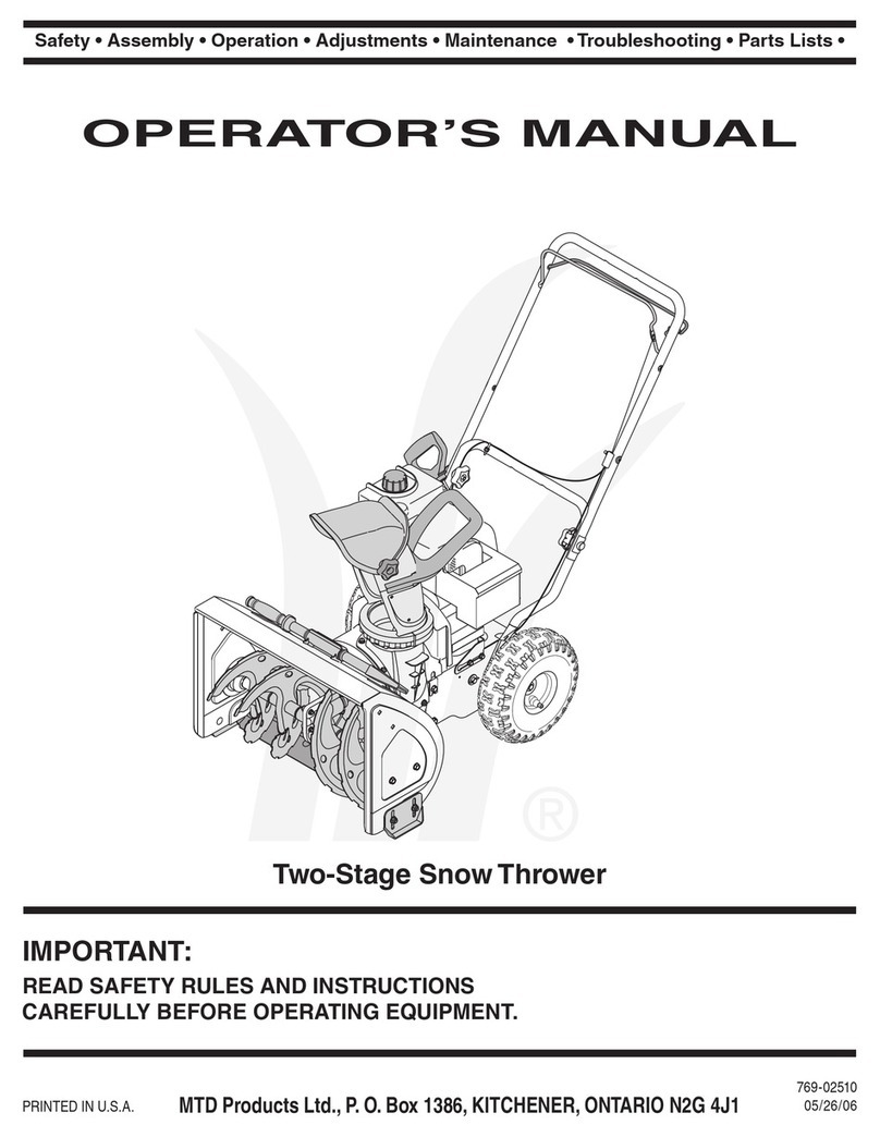 MTD Two-Stage Snow Thrower 300series User manual MTD Two-Stage Snow Thrower 300series User manual