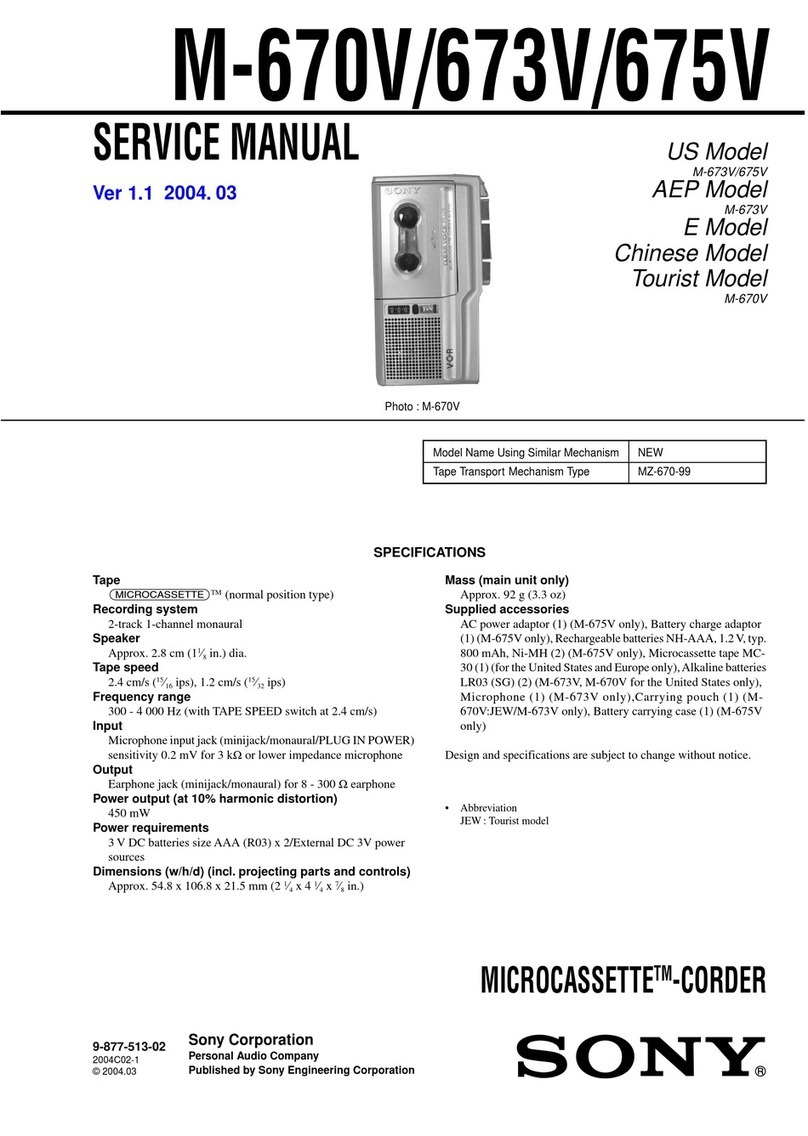 Sony M670V - M Microcassette Dictaphone User manual