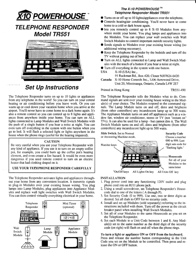 X10 PowerHouse TR551 Setup instructions