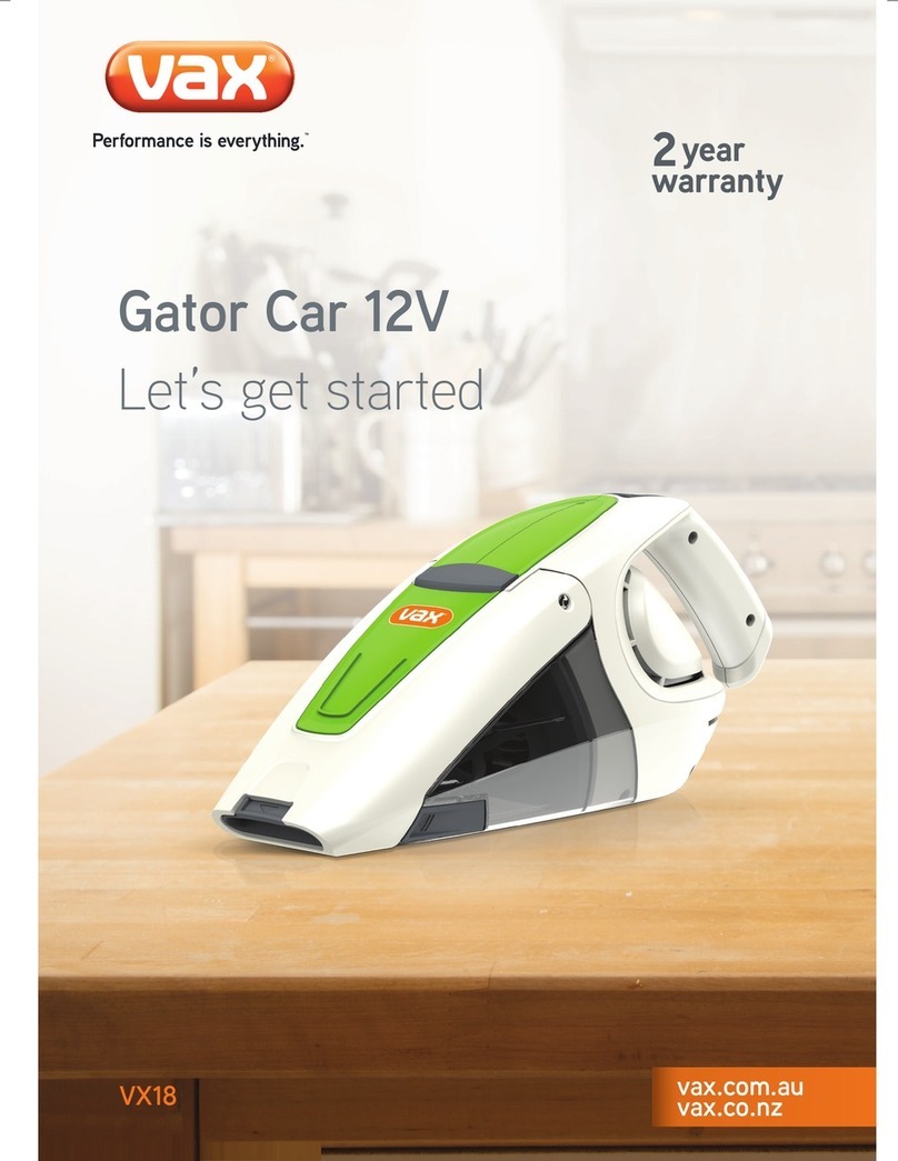Vax VX18 Specification sheet Vax VX18 Specification sheet