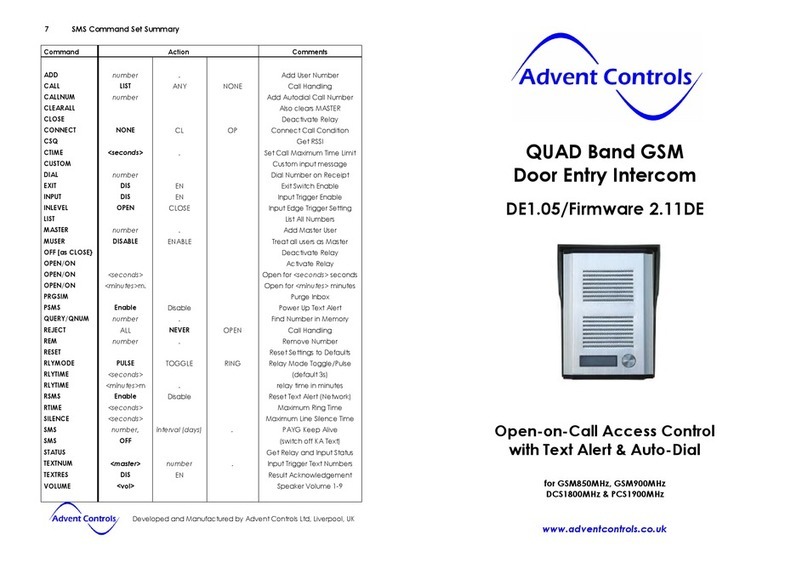 Advent Controls DE1.05 user manual